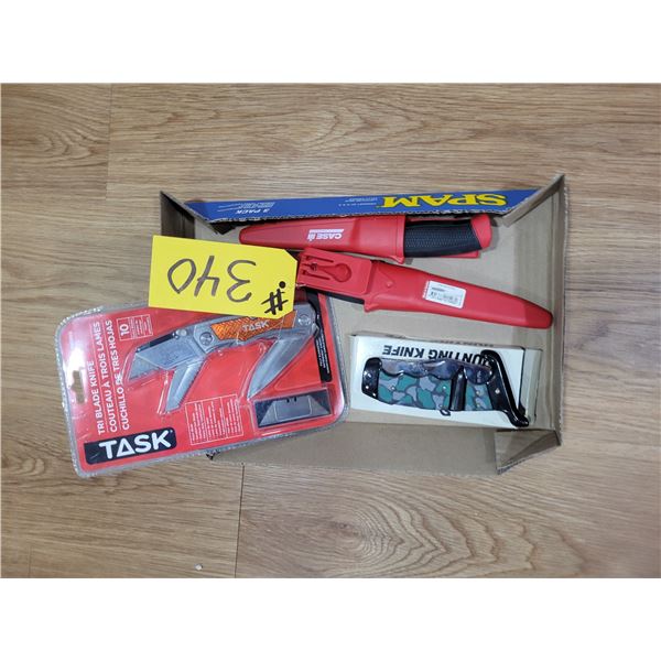 4 in. skinning knife, tri-blade knife & hunting knife