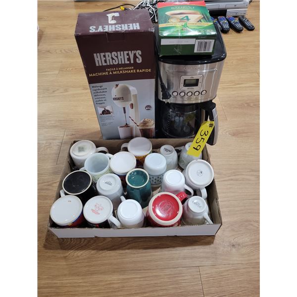 Hershey's milkshake machine, coffee maker & qty of mugs