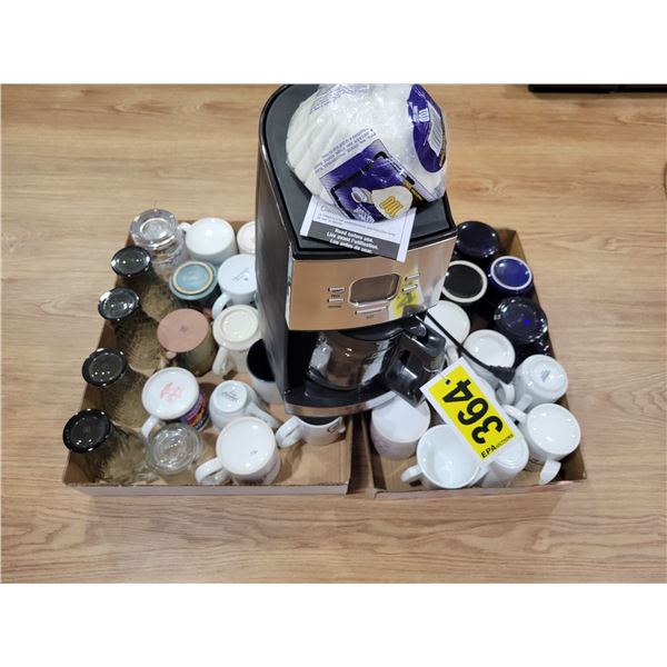 Coffee machine c/w filters & qty of mugs