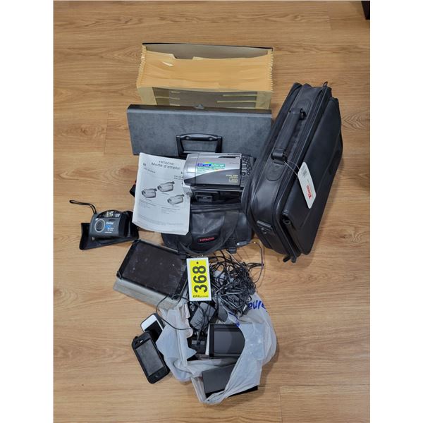 I-pad, camcorder, digital camera, brief case, storage folder and misc.