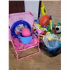 Image 3 : Qty of outdoor children's toys, folding chair, nets, balls, etc.
