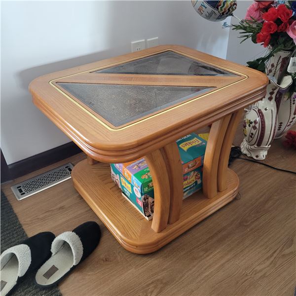 Side table c/w partial glass top