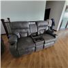 Image 1 : Lazy Boy 2-Seater powered black leatherette couch c/w remote