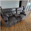 Image 3 : Lazy Boy 2-Seater powered black leatherette couch c/w remote
