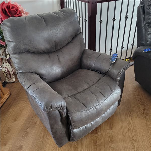 Lazy Boy powered black leatherette Lounging chair c/w remote