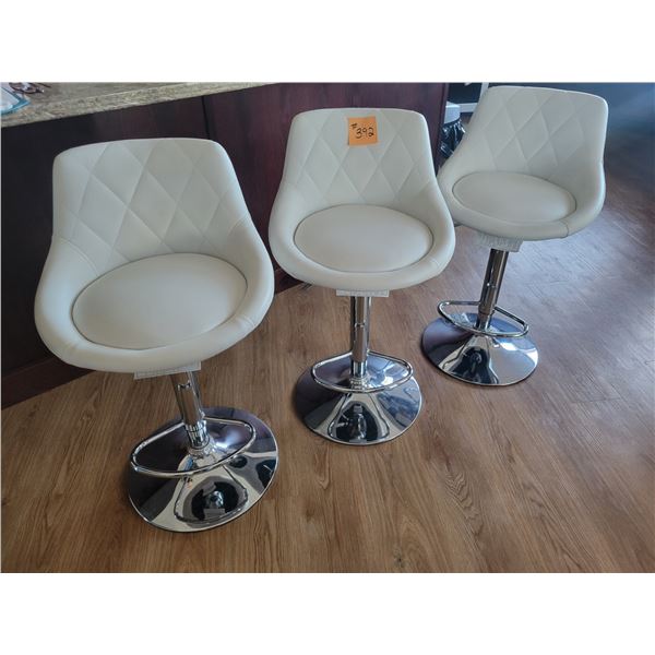 (Selling all together) 3- White leatherette swivel chairs
