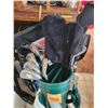 Image 3 : Golf clubs c/w rolling cart, badminton net & folding chair