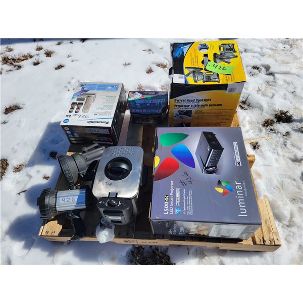 Projector, deep fryer, heavy duty flashlights, cordless phone, poker set