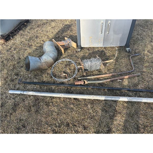 Jack handles, pipe, barb wire & concrete mesh