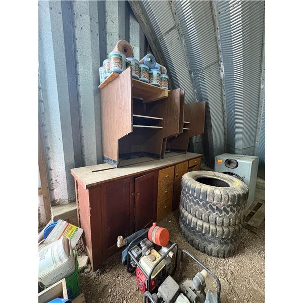 Brown wood counter & 2- counter tops