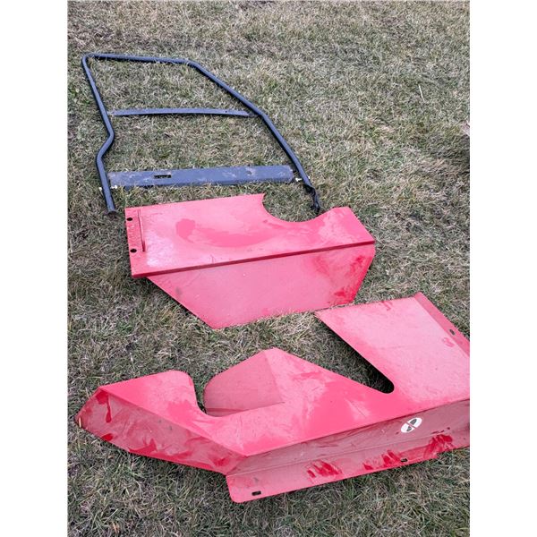 2- Red shields & black metal frame