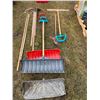 Image 1 : 1- Lot of snow shovels, handles, ext. paint roller, hose and misc.