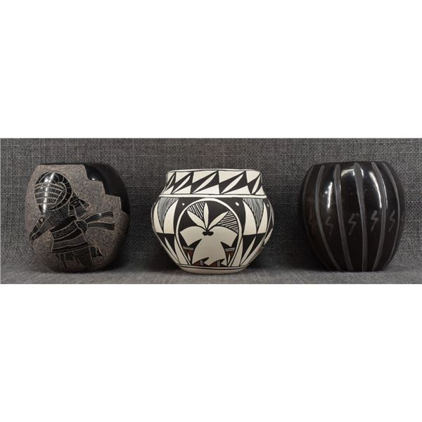 THREE NATIVE AMERICAN PUEBLO POTS