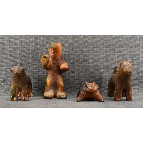 FOUR NAVAJO POTTERY GLAZE WARE  FIGURES