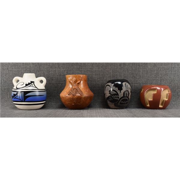 FOUR NATIVE AMERICAN POTTERY ITEMS
