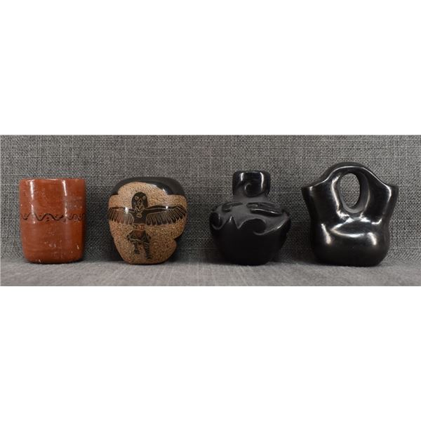 FOUR NATIVE AMERICAN POTTERY ITEMS