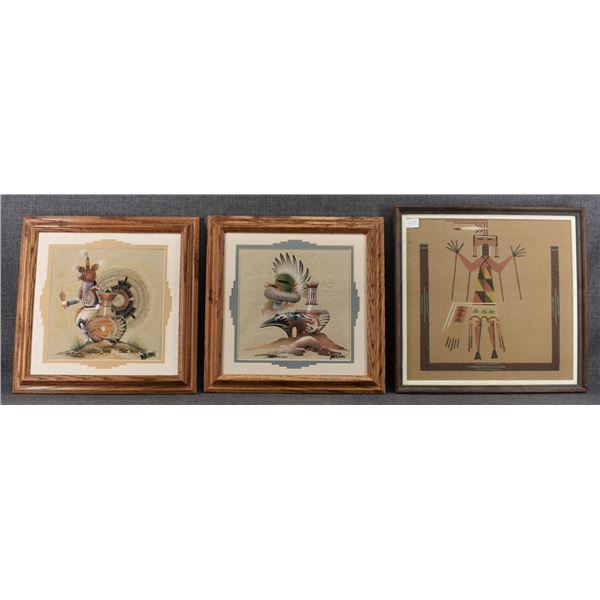 THREE NAVAJO SAND PAINTINGS
