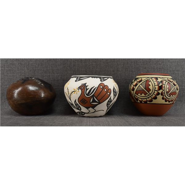 THREE NATIVE AMERICAN POTTERY VASES