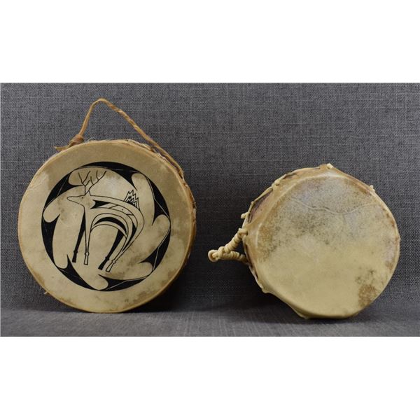 TWO DECORATIVE DRUMS