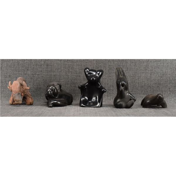 FIVE SANTA CLARA POTTERY FIGURES