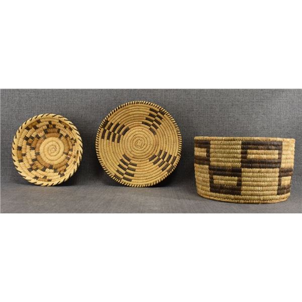 THREE PAPAGO BASKETS