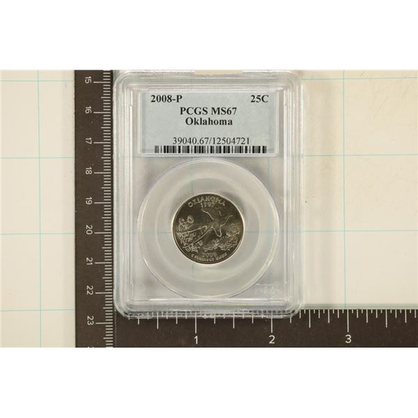 2008-P OKLAHOMA QUARTER PCGS MS67