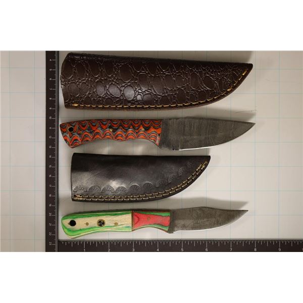 2 DAMASCUS STEEL FIXED BLADE BRAND NEW KNIVES