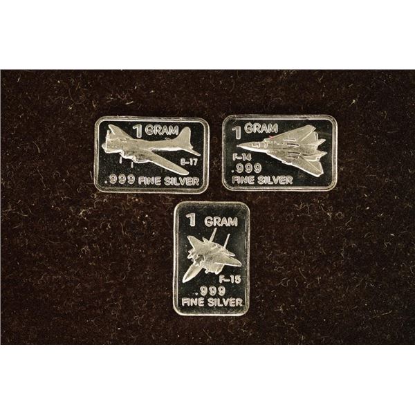 3-1 GRAM .999 FINE SILVER PF INGOTS ALL JET PLANE