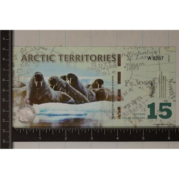 2011 ARCTIC TERRITORIES POLYMER 15 DOLLAR CU