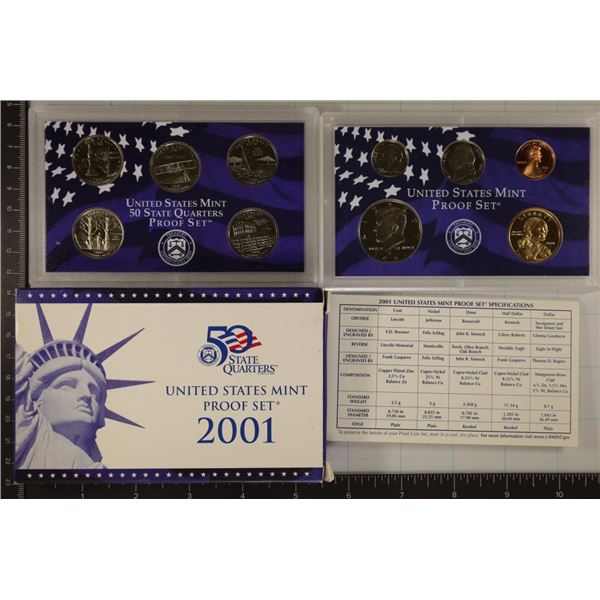 2001 US PROOF SET (WITH BOX) AND CERTIFICATE