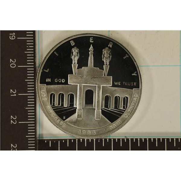 1984-S PROOF US OLYMPIAD SILVER $ SCRATCHES