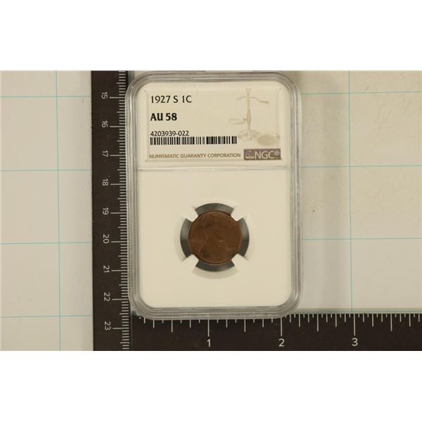 1927-S LINCOLN WHEAT CENT NGC AU58