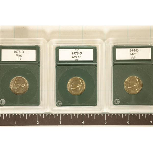 1974, 75 & 1976 JEFFERSON NICKELS ALL BRILLIANT