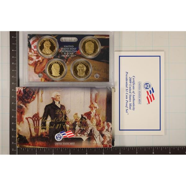 2009 US PRESIDENTIAL DOLLAR 4 COIN SET IN BOX AND