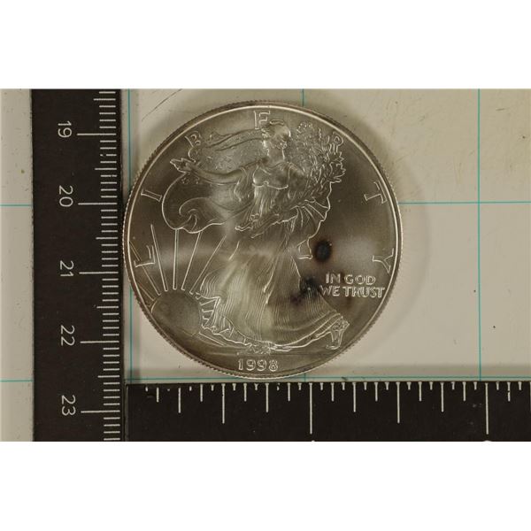 1998 UNC 1 OZ. AMERICAN SILVER EAGLE WITH TONING