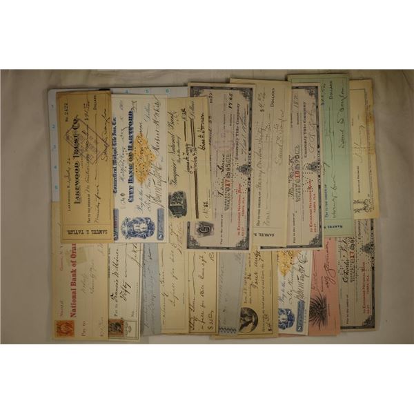 18-VINTAGE CHECKS FROM THE 1800-S AND UP. 2 OF