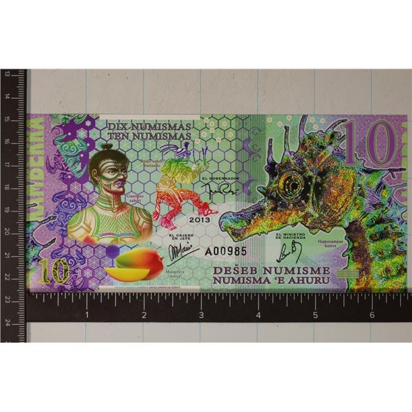 2013 KAMBERRA 10 NUMISMAS COLORIZED POLYMER