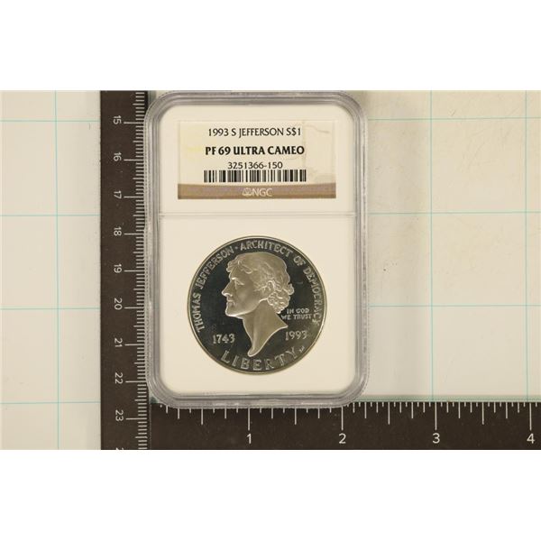 1993-S JEFFERSON SILVER DOLLAR NGC PF69 ULTRA CAM