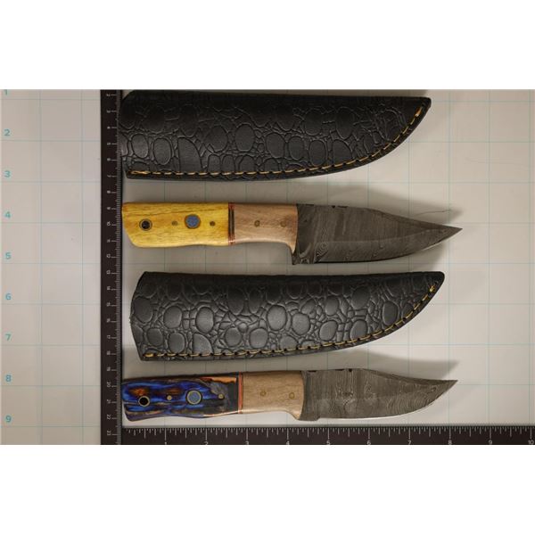 2 DAMASCUS STEEL FIXED BLADE BRAND NEW KNIVES