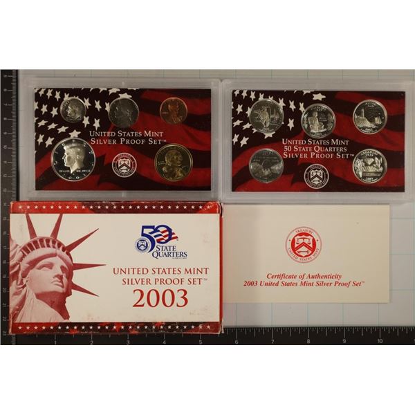 2003 US SILVER PROOF SET (WITH BOX) AND CERT.