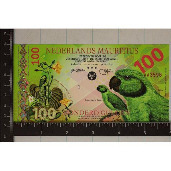 2016 NEDERLANDS MAURITIUS 100 GULDEN POLYMER