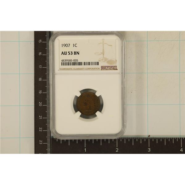1907 INDIAN HEAD CENT NGC AU53 BN