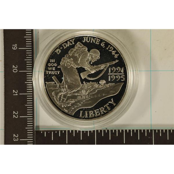 1991-95 WWII D-DAY US PF SILVER DOLLAR SMALL SPOT