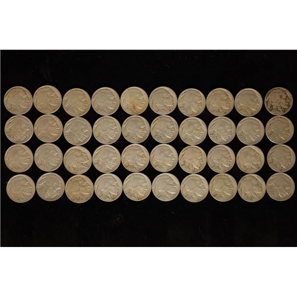 40 ASSORTED BUFFALO NICKELS: 1934-1937 TEN OF