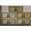 Image 1 : 5 US $1 SILVER CERTIFICATES: 1935-C, 35-E, 1957-A,
