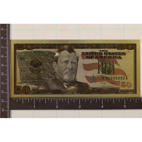 GOLD FOIL 2009 US $50 FRN JB99999999A REPLICA
