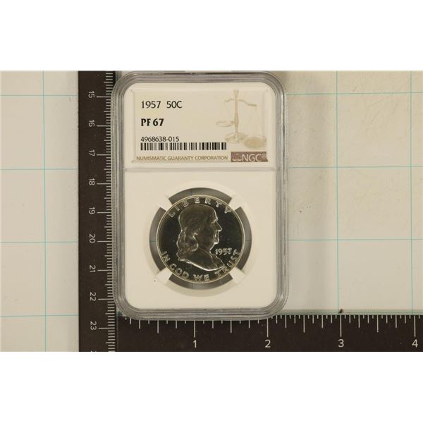 1957 SILVER FRANKLIN HALF DOLLAR NGC PF67