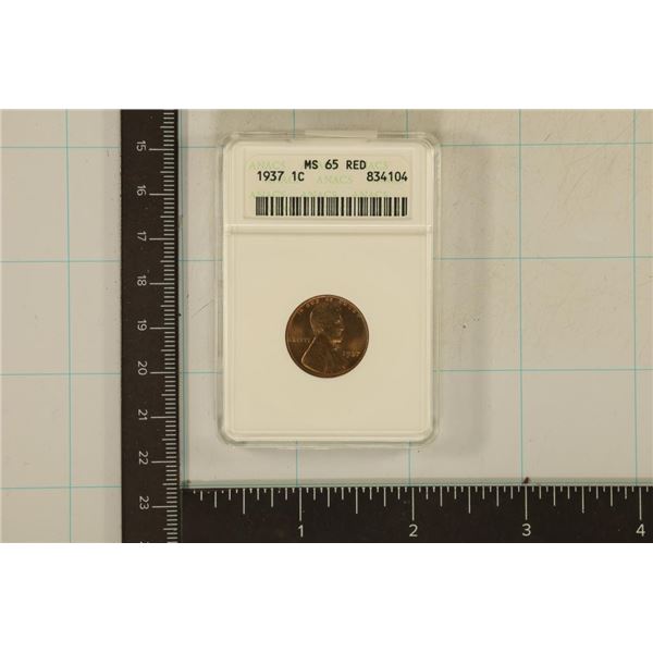 1937 LINCOLN WHEAT CENT ANACS MS65RD