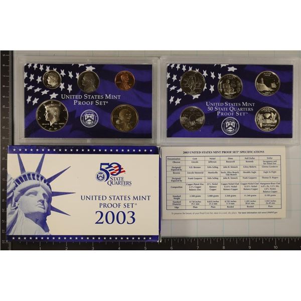 2003 US PROOF SET (WITH BOX) AND CERTIFICATE