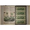 Image 2 : UNCUT SHEET OF 4-1976 CU US $2 GREEN SEAL BILLS